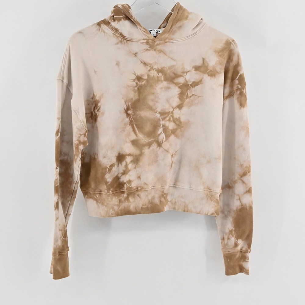 Frankies‎ Bikinis Burl Sweatshirt Womens Size S Tan Brown Tie Dye Cropped Hoodie